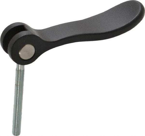 KIPP - #10-32, 0.71" Hub Diam, Black Powder Coat Cast Aluminum Adjustable Clamping Handle - 1.57" Stud Length - Eagle Tool & Supply