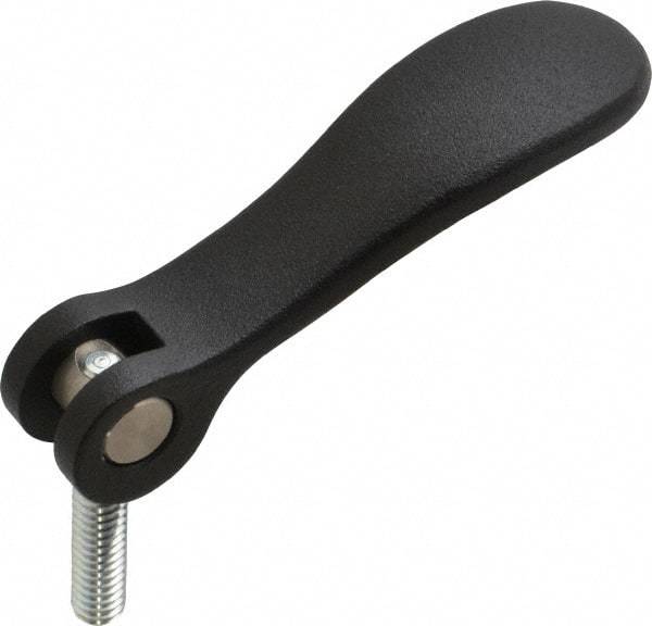 KIPP - 1/4-20, 0.71" Hub Diam, Black Powder Coat Cast Aluminum Adjustable Clamping Handle - 0.78" Stud Length - Eagle Tool & Supply