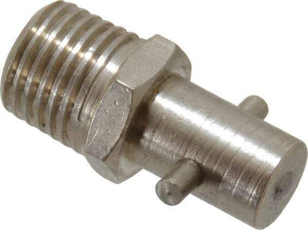 PRO-LUBE - Straight Head Angle, 1/4 NPT Brass Pin-Style Grease Fitting - 14mm Hex, 30mm Overall Height, 11mm Shank Length, Zinc Plated Finish - Eagle Tool & Supply