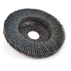 Flap Disc: 4-1/2″ Dia, 7/8″ Hole, 60 Grit, Zirconia Alumina, Type 27 Coated, Cloth-Backed, 13,300 RPM