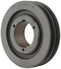 Browning - 2 Groove, 3/4 to 2-11/16 Bore Diam, 7.35" Outside Diam, QD Bushed V Belt Sheave - 6.6 A Diam Belt Pitch - Eagle Tool & Supply