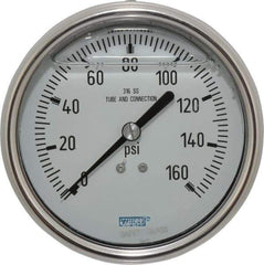 Wika - 4" Dial, 1/4 Thread, 0-160 Scale Range, Pressure Gauge - Lower Back Connection Mount, Accurate to 1% of Scale - Eagle Tool & Supply