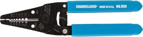 Channellock - 7" OAL, 20-10 AWG Capacity, Wire Stripper & Cutter - Plastic Cushion Handle - Eagle Tool & Supply