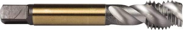 DORMER - M10x1.50 Metric Coarse 3 Flute 6H Modified Bottoming Spiral Flute Tap - Powdered Metal, Bright Finish, 2-15/16" OAL, Right Hand Flute, Right Hand Thread, Series E007 - Exact Industrial Supply