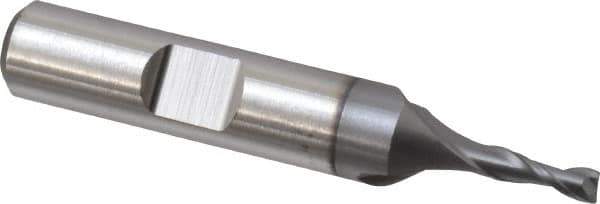 Niagara Cutter - 1/8", 3/8" LOC, 3/8" Shank Diam, 2-5/16" OAL, 2 Flute, Cobalt Square End Mill - Single End, TiCN Finish, Spiral Flute, 30° Helix, Centercutting, Right Hand Cut, Right Hand Flute, Series SP205 - Eagle Tool & Supply