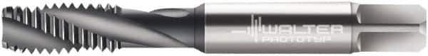 Walter-Prototyp - 3/8-16 UNC 3 Flute 3B Modified Bottoming Spiral Flute Tap - Cobalt, TiCN Finish, 2-15/16" OAL, Right Hand Flute, Right Hand Thread, Series A2240806 - Exact Industrial Supply