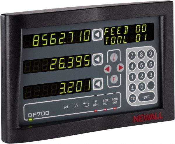 Newall - 3 Axes, Microsyn 2G & Spherosyn 2G Compatible DRO Counter - LED Display, Programmable Memory - Eagle Tool & Supply