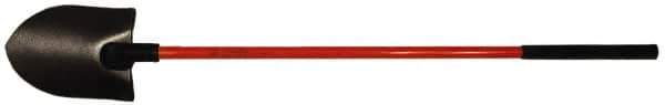 NUPLA - 11-1/2" High x 9" Wide Round Steel Shovel - 48" Long Fiberglass Straight Handle - Eagle Tool & Supply
