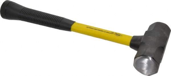 NUPLA - 3 Lb Head, 14" Long Sledge Hammer - Steel Head, 4-3/4" Long Head, Fiberglass Handle - Eagle Tool & Supply