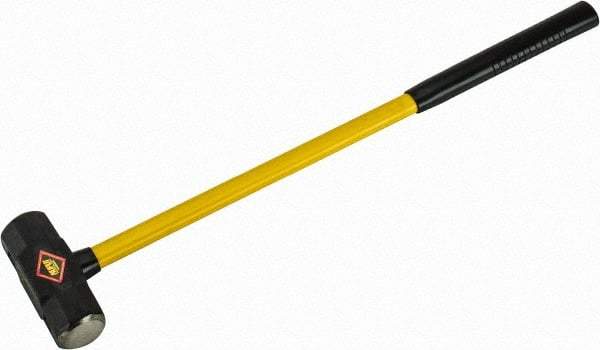 NUPLA - 8 Lb Head, 32" Long Sledge Hammer - Steel Head, 6-3/8" Long Head, Fiberglass Handle - Eagle Tool & Supply