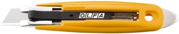 Olfa - Retractable Utility Knife - 2.84" High Carbon Tool Steel Blade, Yellow ABS Plastic/Stainless Steel Handle, 1 Blade Included - Eagle Tool & Supply