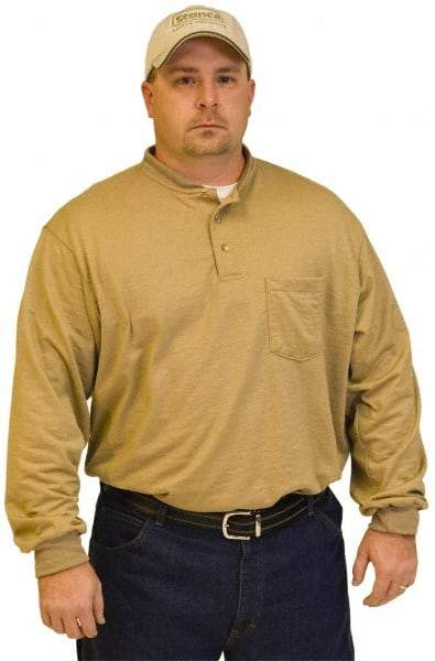 Stanco Safety Products - Size 2XL, Tan, Arc Flash, Long Sleeve Button Down Shirt - 50 to 52" Chest, 1 Pocket, Indura - Eagle Tool & Supply