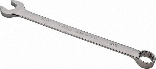 Proto - 15/16" 12 Point Combination Wrench - 15° Offset Angle, 12-7/8" OAL, Steel, Chrome Finish - Eagle Tool & Supply