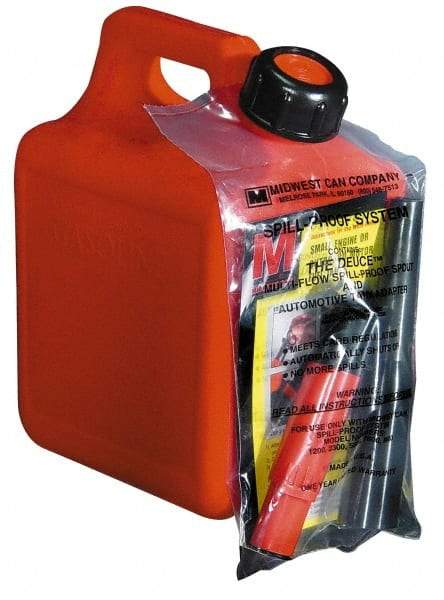 Made in USA - 1 Gal High Density Polyethylene Spill-Proof CARB Gas Can - 9-1/2" High x 7-1/2" Diam, Red - Eagle Tool & Supply