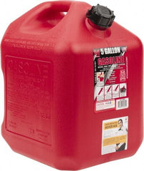 Made in USA - 5 Gal High Density Polyethylene Spill-Proof CARB Gas Can - 16" High x 10-3/4" Diam, Red - Eagle Tool & Supply