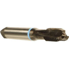 Emuge - M10x1.00 Metric Fine 6HX 4 Flute Nitride Finish Cobalt Straight Flute Machine Tap - Bottoming, Right Hand Thread, 2-15/16" OAL, 0.709" Thread Length, Oversize - Exact Industrial Supply