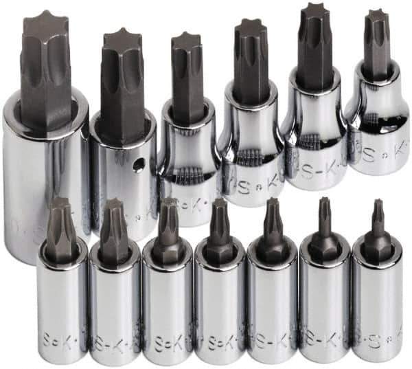 SK - 13 Piece 1/4, 3/8 & 1/2" Drive Torx Bit Socket Set - T8 to T60 Torx - Eagle Tool & Supply
