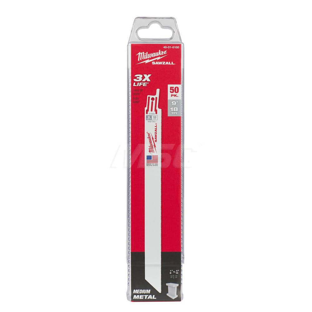 Reciprocating Saw Blade: 9″ Long, 3/4″ Wide, Bi-Metal Straight, Universal Shank
