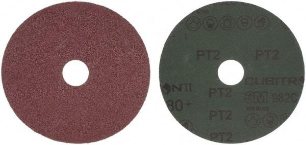 3M - 5" Diam 7/8" Hole 80 Grit Fiber Disc - Medium Grade, Ceramic, 12,000 Max RPM, Series 982C - Eagle Tool & Supply