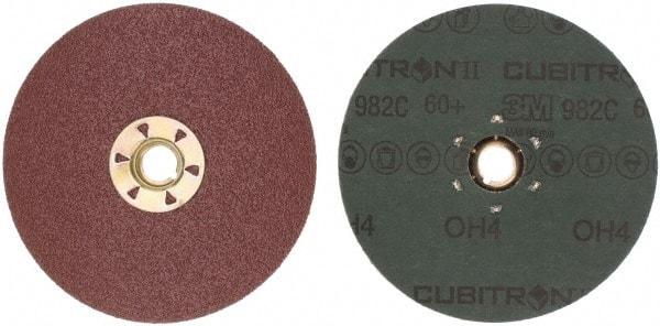 3M - 5" Diam 5/8-11 Threaded Hole 60 Grit Fiber Disc - Medium Grade, Ceramic, 12,000 Max RPM, Series 982C - Eagle Tool & Supply