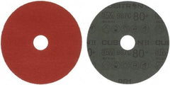 3M - 5" Diam 7/8" Hole 80 Grit Fiber Disc - Medium Grade, Ceramic, 12,000 Max RPM, Series 987C - Eagle Tool & Supply