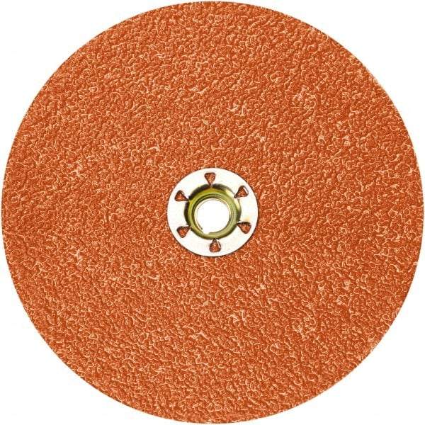 3M - 5" Diam 5/8-11 Threaded Hole 80 Grit Fiber Disc - Medium Grade, Ceramic, 12,000 Max RPM, Series 987C - Eagle Tool & Supply