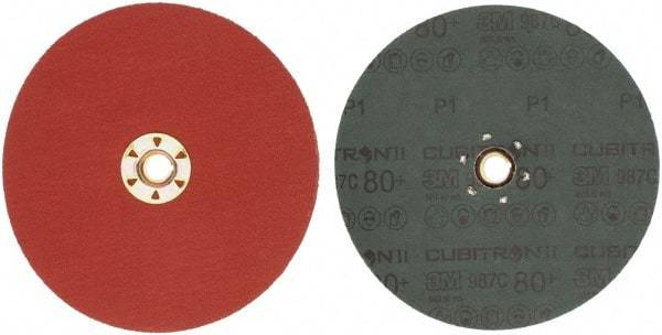 3M - 7" Diam 5/8-11 Threaded Hole 80 Grit Fiber Disc - Medium Grade, Ceramic, 8,600 Max RPM, Series 987C - Eagle Tool & Supply