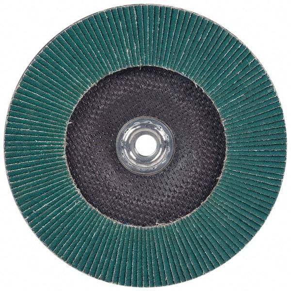 3M - 36 Grit, 7" Disc Diam, 5/8-11 Center Hole, Type 27 Zirconia Alumina Flap Disc - 8,600 Max RPM, Cloth Backing, Arbor Attaching System, Coated - Eagle Tool & Supply