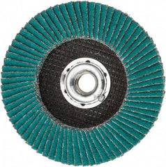 3M - 40 Grit, 4-1/2" Disc Diam, 5/8-11 Center Hole, Type 27 Zirconia Alumina Flap Disc - 13,300 Max RPM, Cloth Backing, Arbor Attaching System, Coated - Eagle Tool & Supply