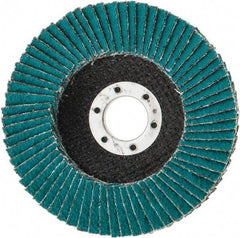 3M - 36 Grit, 4-1/2" Disc Diam, 7/8" Center Hole, Type 27 Zirconia Alumina Flap Disc - 13,300 Max RPM, Cloth Backing, Arbor Attaching System, Coated - Eagle Tool & Supply