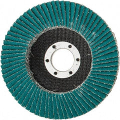 3M - 40 Grit, 4-1/2" Disc Diam, 7/8" Center Hole, Type 27 Zirconia Alumina Flap Disc - 13,300 Max RPM, Cloth Backing, Arbor Attaching System, Coated - Eagle Tool & Supply