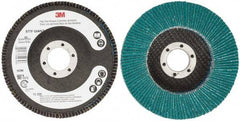 3M - 80 Grit, 4-1/2" Disc Diam, 7/8" Center Hole, Type 27 Zirconia Alumina Flap Disc - 13,300 Max RPM, Cloth Backing, Arbor Attaching System, Coated - Eagle Tool & Supply