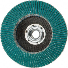 3M - 60 Grit, 4-1/2" Disc Diam, 5/8-11 Center Hole, Type 29 Zirconia Alumina Flap Disc - 13,300 Max RPM, Cloth Backing, Arbor Attaching System, Coated - Eagle Tool & Supply