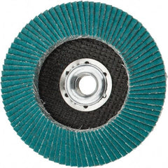 3M - 80 Grit, 4-1/2" Disc Diam, 5/8-11 Center Hole, Type 29 Zirconia Alumina Flap Disc - 13,300 Max RPM, Cloth Backing, Arbor Attaching System, Coated - Eagle Tool & Supply