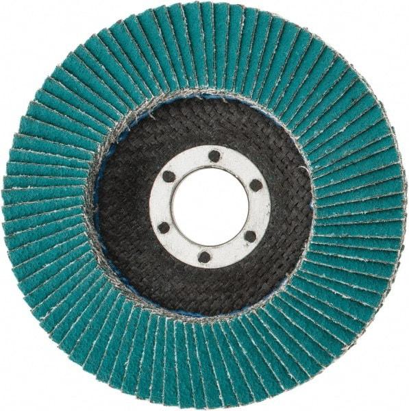 3M - 60 Grit, 4-1/2" Disc Diam, 7/8" Center Hole, Type 29 Zirconia Alumina Flap Disc - 13,300 Max RPM, Cloth Backing, Arbor Attaching System, Coated - Eagle Tool & Supply
