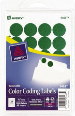 AVERY - 3/4" Wide x 3/4" Long, Green Paper Color Coding Labels - For Laser/Inkjet Printers - Eagle Tool & Supply