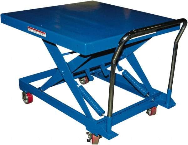 Vestil - 500 Lb Capacity Manual Scissor Elevating Cart - 14" to 34" Lift Height, 42" Platform Length x 42" Platform Width - Eagle Tool & Supply