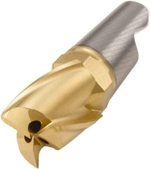 Seco - MM16 M06 Grade F40M Carbide End Milling Tip Insert - TiAlN/TiN Finish, 3 Flutes, 0.787" Cutting Diam, 0.59" Depth of Cut, 0.793" Extension, 0.02" Cnr Rad, 30° Helix - Eagle Tool & Supply