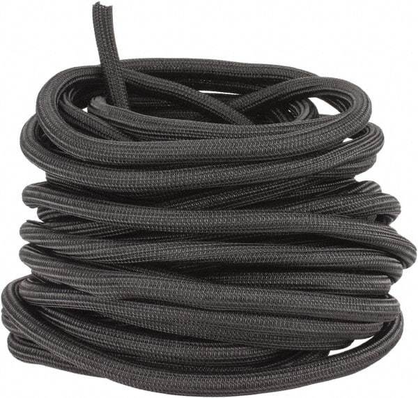 Techflex - Black Braided Cable Sleeve - 75' Coil Length, -103 to 257°F - Eagle Tool & Supply