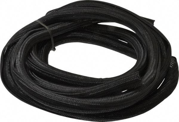 Techflex - Black Braided Cable Sleeve - 10' Coil Length, -103 to 257°F - Eagle Tool & Supply