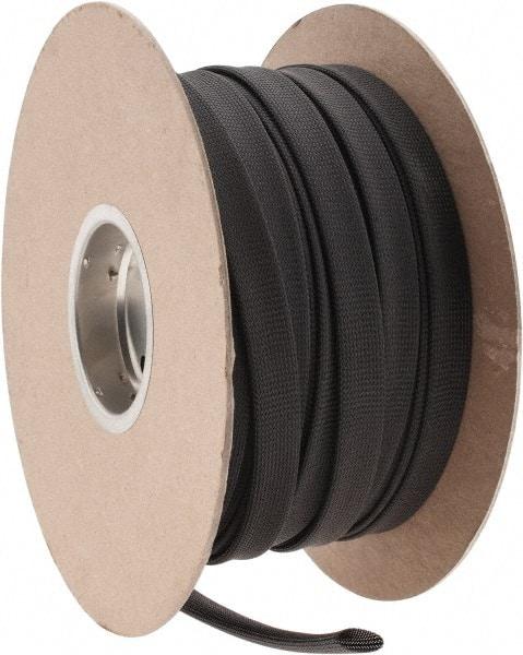 Techflex - Black Braided Expandable Cable Sleeve - 250' Coil Length, -103 to 257°F - Eagle Tool & Supply