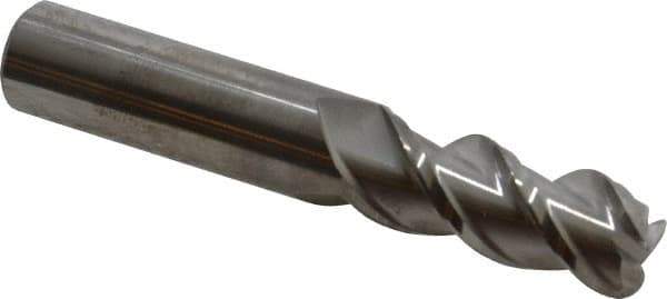 Value Collection - 1/2", 3 Flute, Single End, Solid Carbide, 0.12" Corner Radius End Mill - 3" OAL, 45° Helix, Right Hand Flute, 1-1/4" LOC, Right Hand Cut - Eagle Tool & Supply