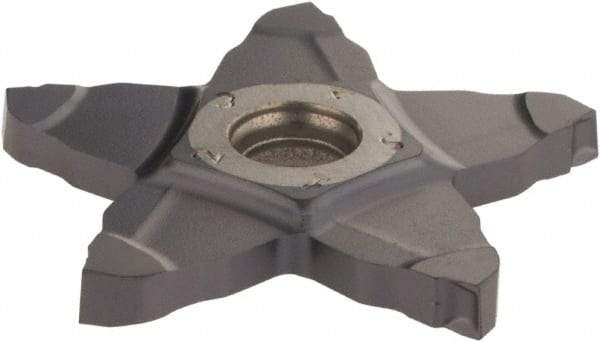 Iscar - PENTA C IC908 Grade, 0.118" Cutting Width, Carbide Cutoff Insert - 6° Right Hand Lead Angle, 0.008" Cnr Rad, TiAlN Coated, Other End - Eagle Tool & Supply