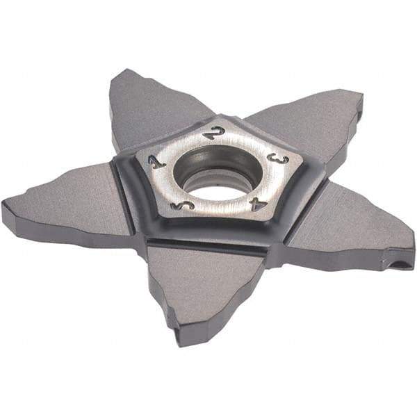 Iscar - PENTA C IC908 Grade, 0.0906" Cutting Width, Carbide Cutoff Insert - Neutral Lead Angle, 0.008" Cnr Rad, TiAlN Coated, Other End - Eagle Tool & Supply