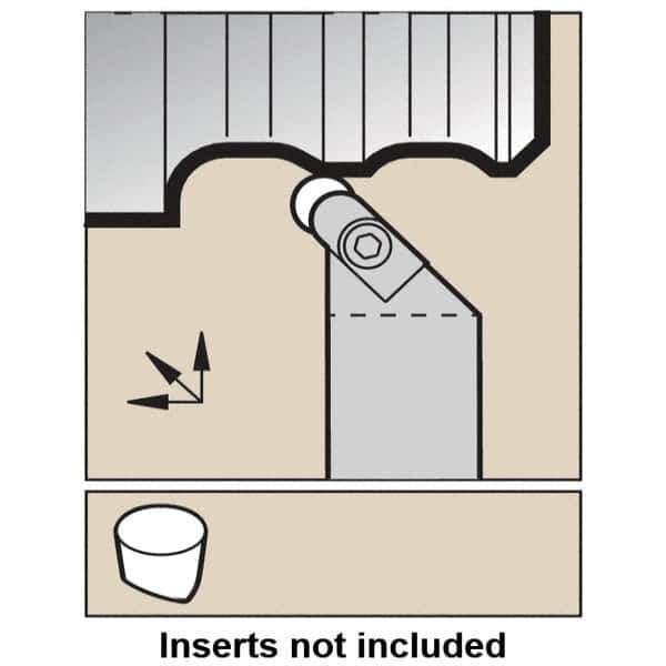 Kennametal - CRGP, Left Hand Cut, 45° Lead Angle, 25mm Shank Height x 25mm Shank Width, Neutral Rake Indexable Turning Toolholder - 151.25mm OAL, RPGX060400E Insert Compatibility, Series V-Bottom Round - Eagle Tool & Supply