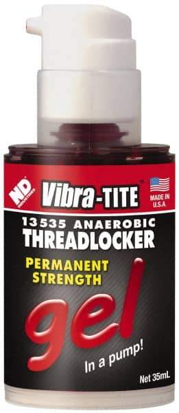 Vibra-Tite - 35 mL Bottle, Red, High Strength Gel Threadlocker - Series 135, 24 hr Full Cure Time, Hand Tool, Heat Removal - Eagle Tool & Supply