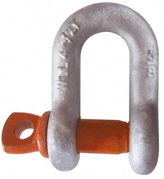 CM - 1/4" Nominal Chain Size, 0.75 Ton Carbon Steel Screw Chain Shackle - 13/32" Diam, 9/32" Pin Diam, 15/32" Wide Inside Jaw, 15/32" Inside Width - Eagle Tool & Supply