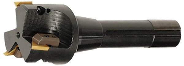 APT - 3/4" Cut Diam, 0.65" Max Depth of Cut, 1/2" Shank Diam, 3-7/8" OAL, Indexable Square Shoulder End Mill - TPC 32..., TPG 32., TPU 32. Inserts, Weldon Shank, 90° Lead Angle, Series Tri-Dex - Eagle Tool & Supply