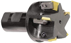 APT - 15° Lead Angle, 1" Max Cut Diam, 0.4063" Max Depth of Cut, Indexable Chamfer and Angle End Mill - 1 Insert, SPC 42ZR, SPG 42., SPU 42. Insert Style, 5" Overall Length, Taper Shank - Eagle Tool & Supply
