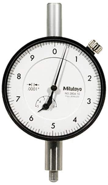 Mitutoyo - 1mm Range, 0-10-0 Dial Reading, 0.001mm Graduation Dial Drop Indicator - 57mm Dial, 0.2mm Range per Revolution, 0.004mm Accuracy, Revolution Counter - Eagle Tool & Supply